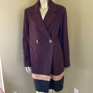 Vince Camuto Colorblocked Wool Blend Coat Size L